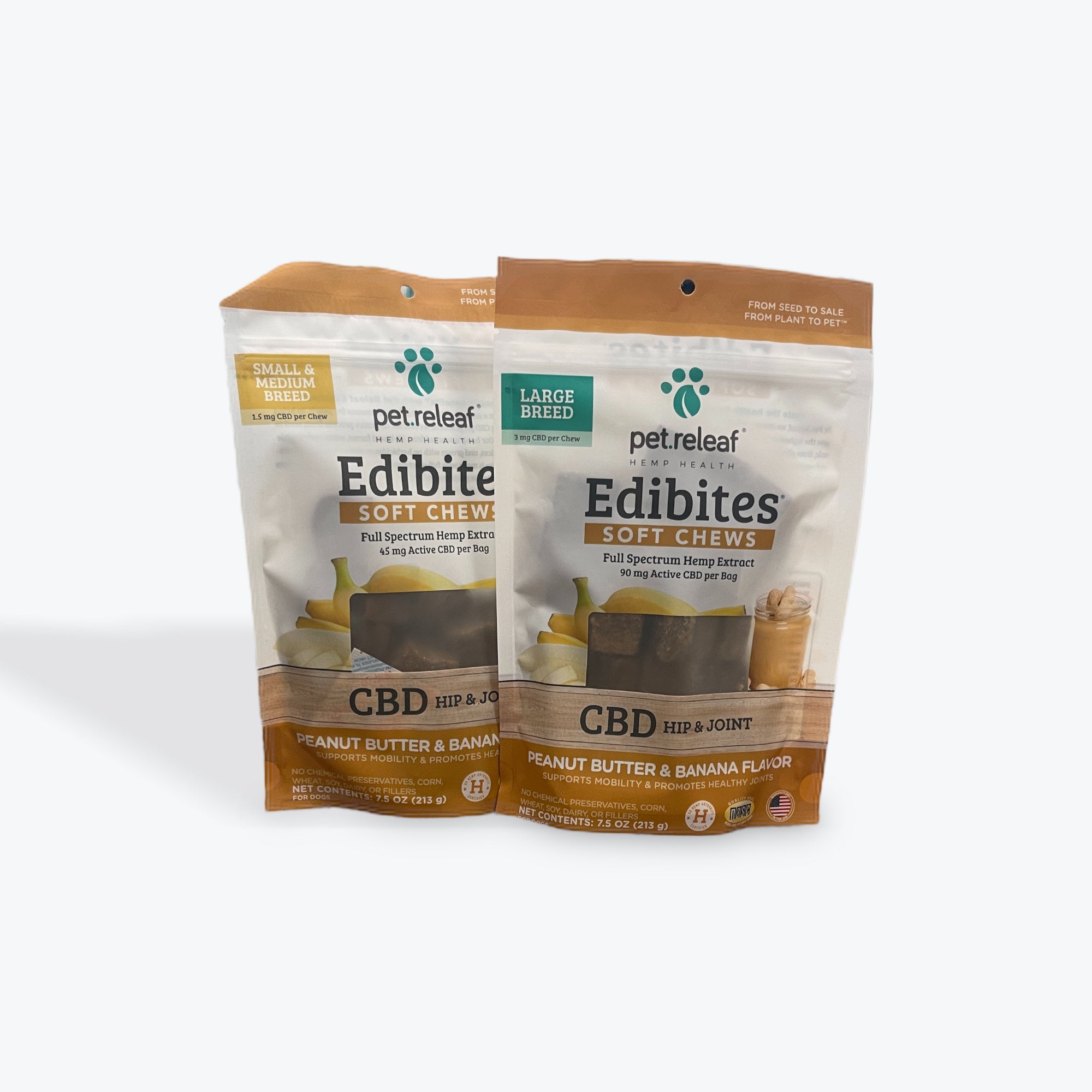Pet Releaf Hemp Hip and Joint Peanut Butter and Banana Chews